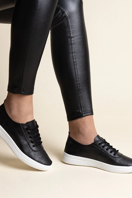 Schwarze Sneaker aus Ökoleder Whitley