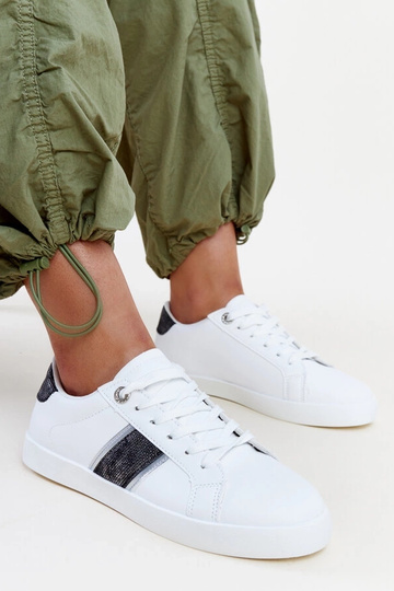 Schwarz-weiße Sneakers mit dekorativem Streifen Grada