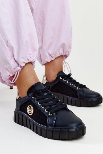 Schwarze Leder Sneakers mit...