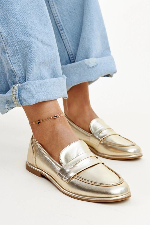 Goldene klassische Mokassins Nasia