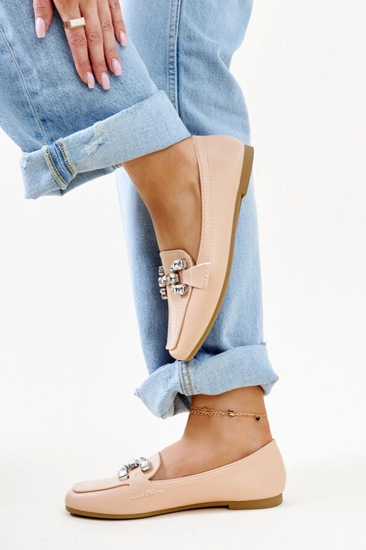 Beige Loafer mit Zirkonia-Schnalle Mali Beige Loafer mit Zirkonia-Schnalle Mali