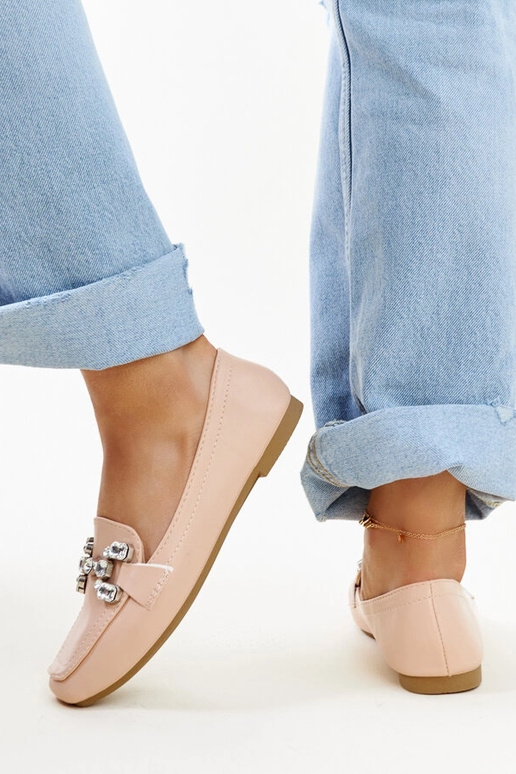 Beige Loafer mit Zirkonia-Schnalle Mali Beige Loafer mit Zirkonia-Schnalle Mali