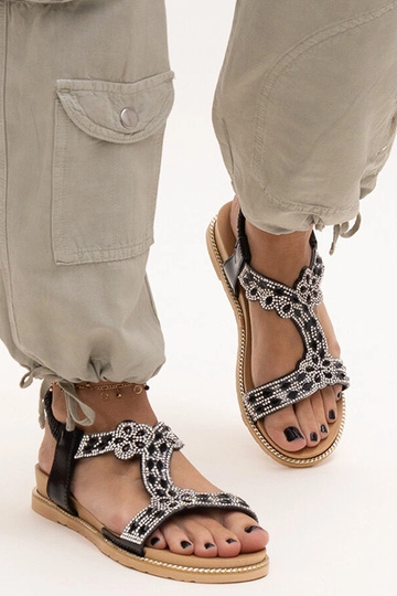 Shahidas glänzende schwarze Sandalen 2