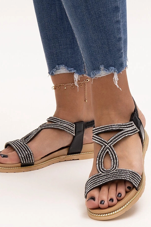 Schwarze Sandalen mit Zirkonia...
