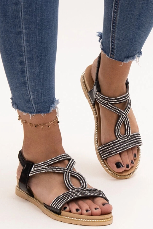 Schwarze Sandalen mit Zirkonia...