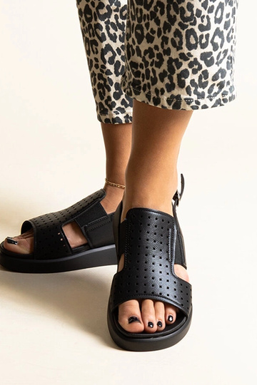 Schwarze Sandalen mit durchbrochenem Obermaterial Imogne