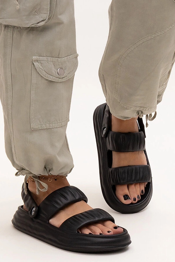 Schwarze Schaum-Sandalen mit Raffung Coreia 2