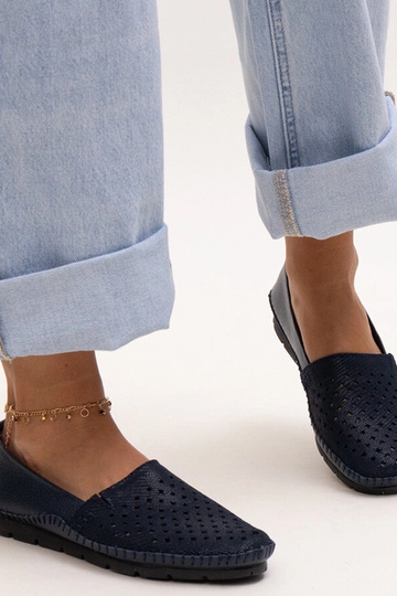Dunkelblaue Lederhalbschuhe Antonea