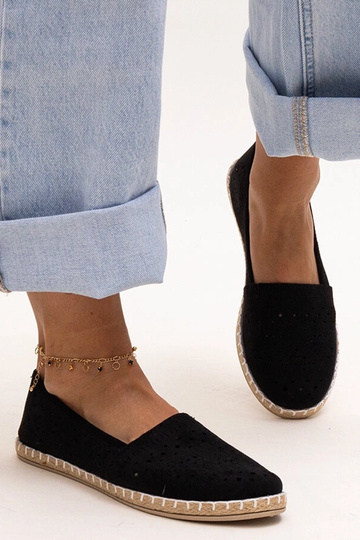 Schwarze perforierte Espadrilles Augusta 2