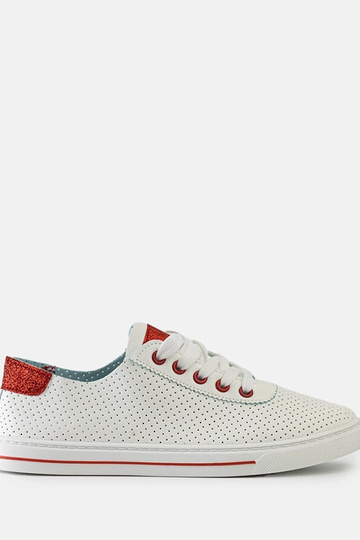 Weiße perforierte Damen-Sneaker zum Schnüren Ruala