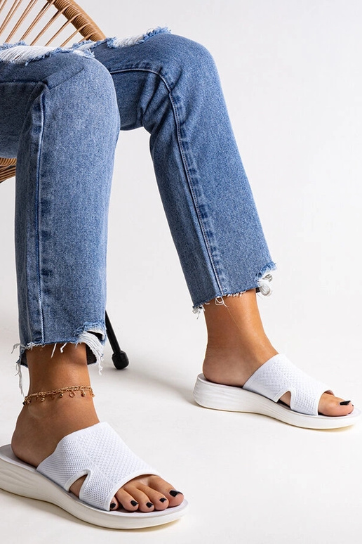 Weiße Flip-Flops mit Plateausohle Linah