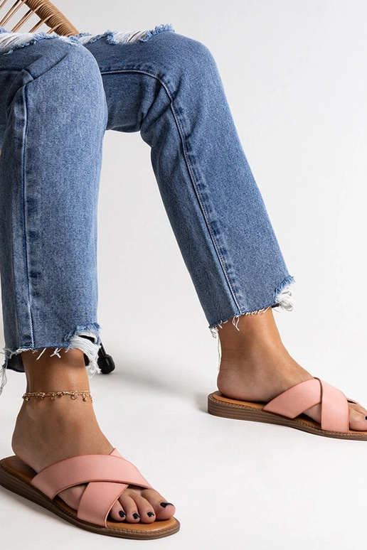 Rosa Flip-Flops aus Ökoleder Klementyna