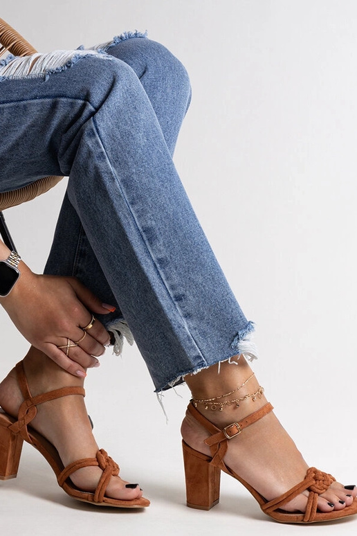 Braune Shama-Sandalen mit Blockabsatz