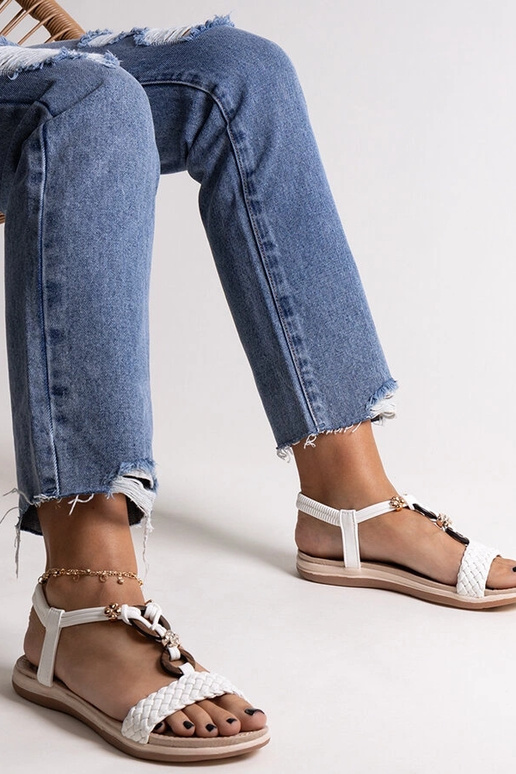 Weiße geflochtene Sandalen Izodora
