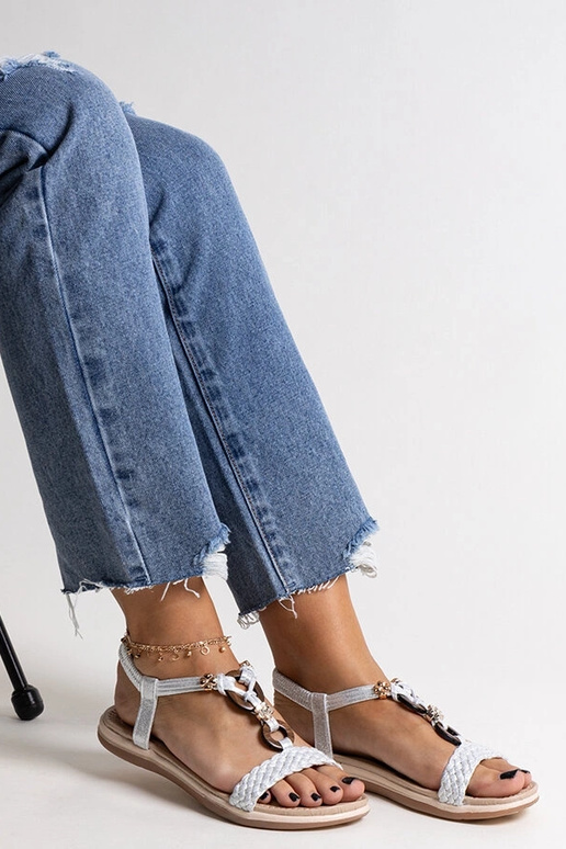 Silberne geflochtene Sandalen Izodora