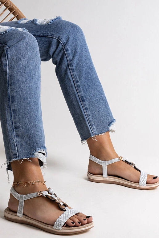 Silberne geflochtene Sandalen Izodora