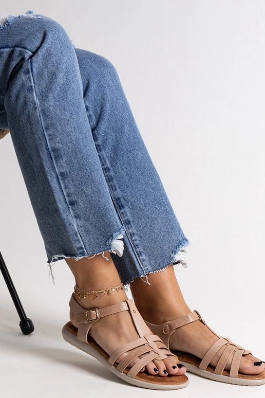 Rosa Sandalen aus Ökoleder Grimalda