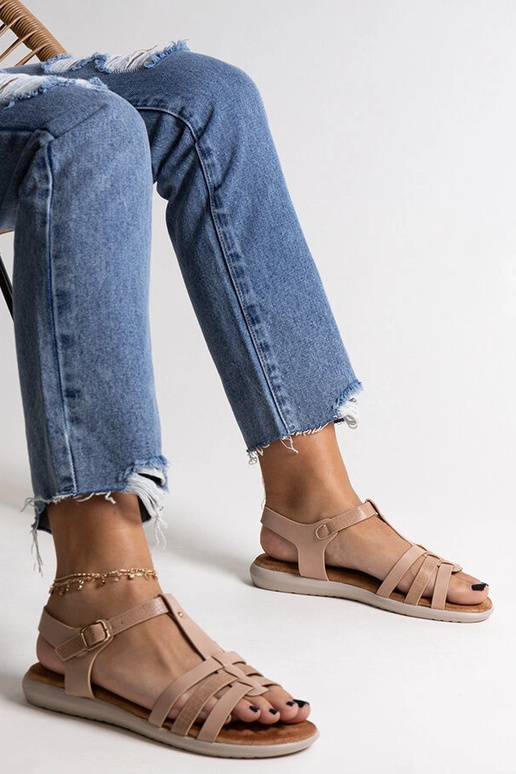 Rosa Sandalen aus Ökoleder Grimalda