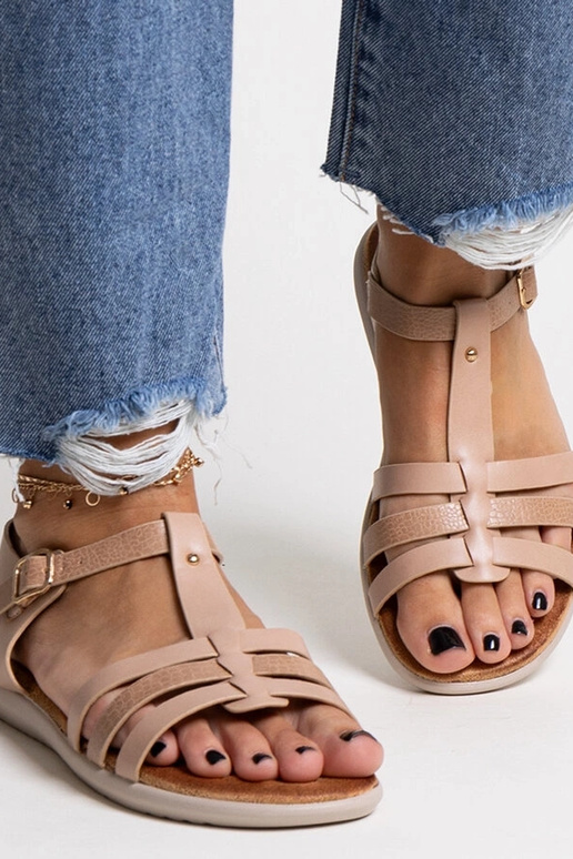 Rosa Sandalen aus Ökoleder Grimalda