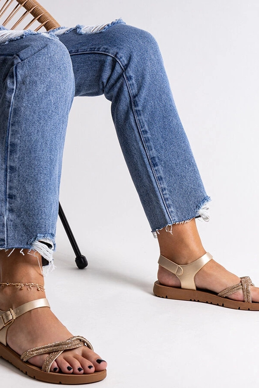 Goldene Sandalen mit Zirkonia Claranna