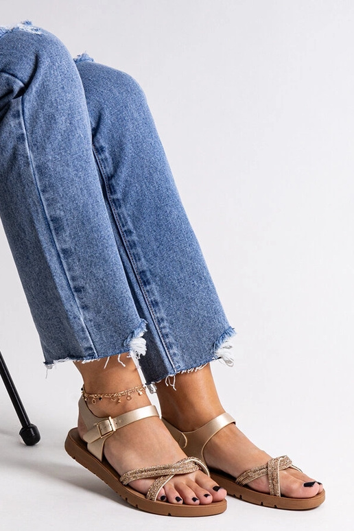 Goldene Sandalen mit Zirkonia Claranna