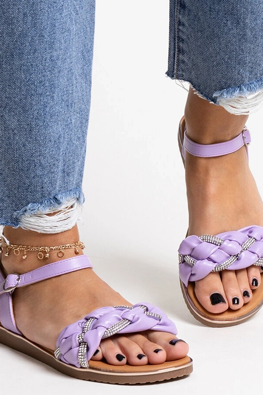 Lila Sandalen mit Zirkonia verziert...