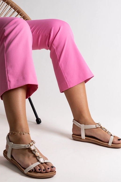 Beige Sandalen mit Steinen Degnia