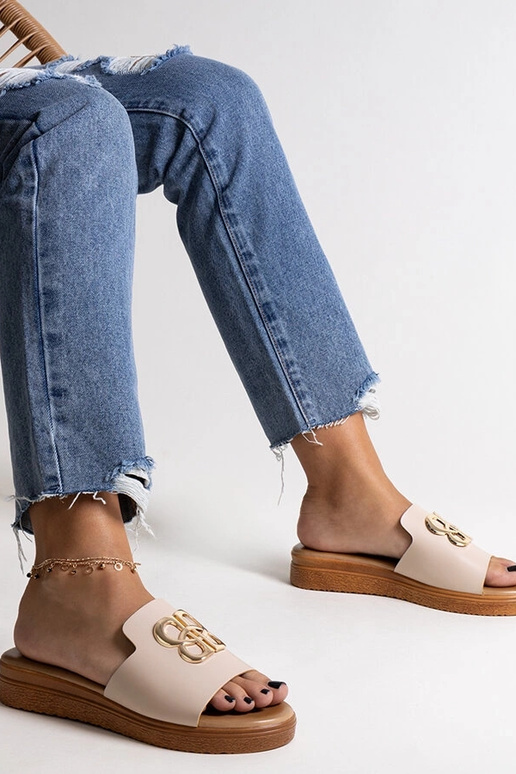 Beige Flip-Flops mit dekorativer...