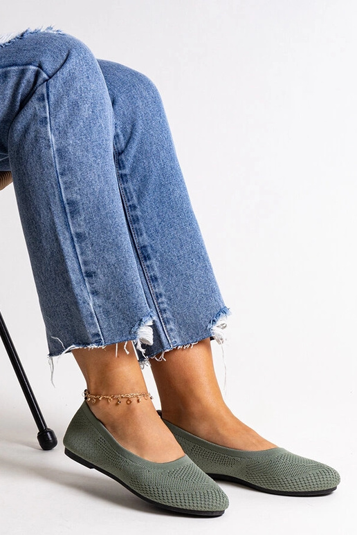 Grüne Ballerinas aus Yafia-Stoff Grüne Ballerinas aus Yafia-Stoff