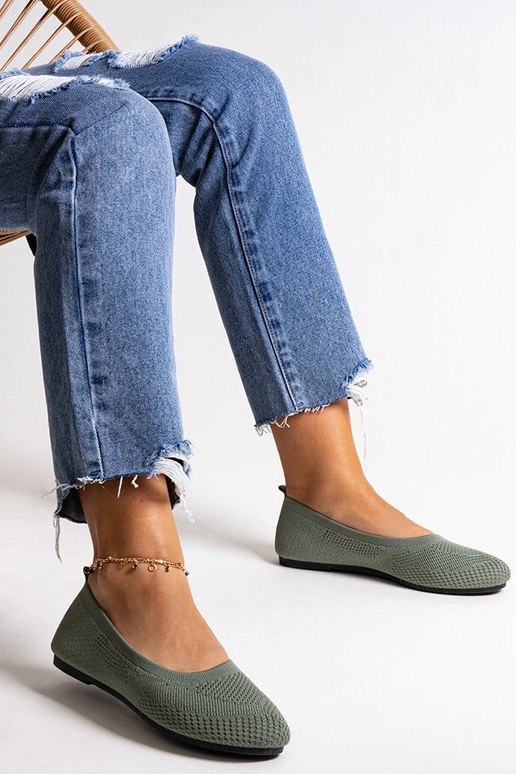 Grüne Ballerinas aus Yafia-Stoff Grüne Ballerinas aus Yafia-Stoff