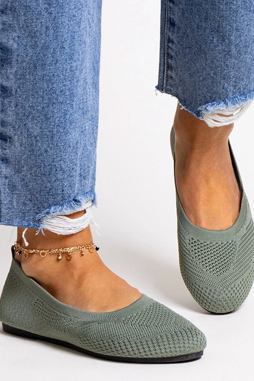 Grüne Ballerinas aus Yafia-Stoff Grüne Ballerinas aus Yafia-Stoff