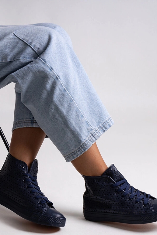 Marineblaue High-Top-Sneakers mit...