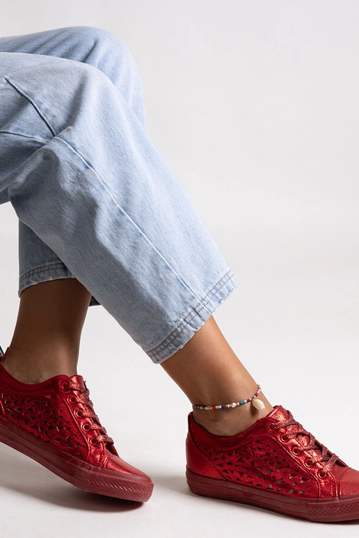 Rote Safune-Sneakers mit Lochmuster