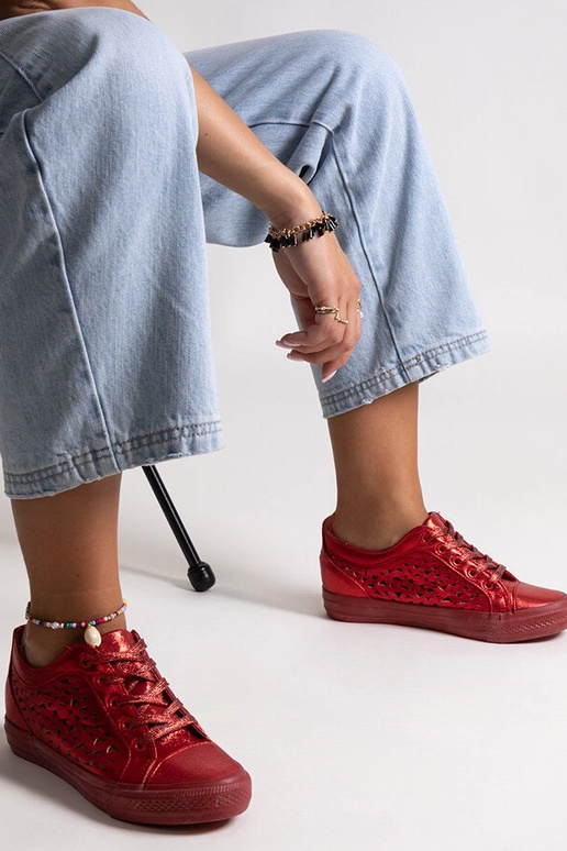 Rote Safune-Sneakers mit Lochmuster