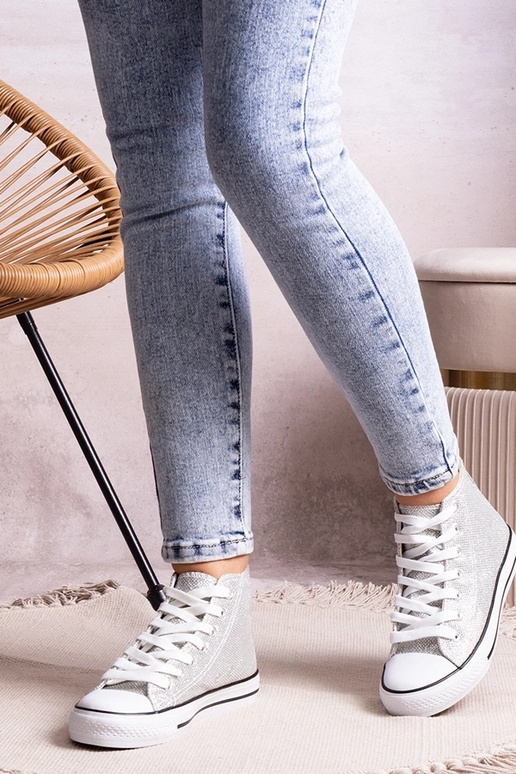 Silberne High-Top-Sneaker aus...