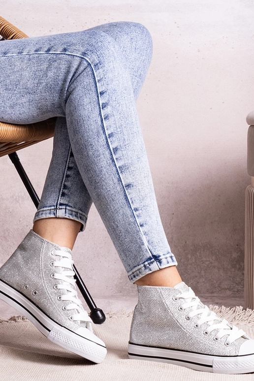 Silberne High-Top-Sneaker aus...