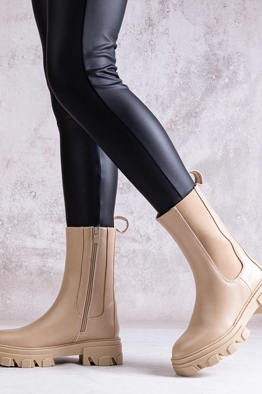 Beige Stiefeletten aus Ökoleder Manera