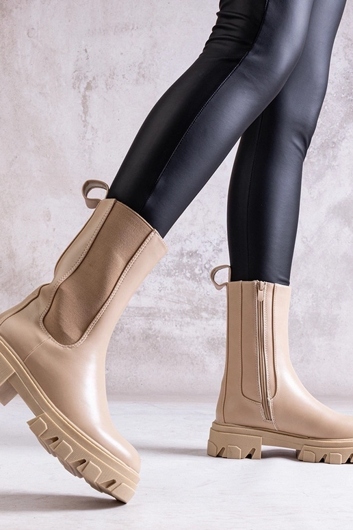 Beige Stiefeletten aus Ökoleder Manera