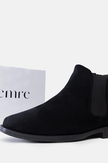 Schwarze Herren Chelsea-Stiefel mit elastischem Einsatz, Kunstwildleder, Fernand