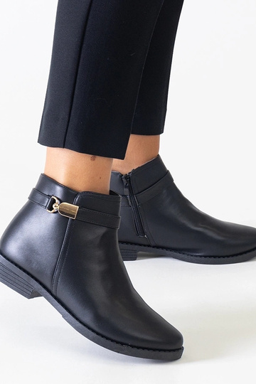 Schwarze Stiefel mit goldenen Einsätzen, Kunstleder Casetra