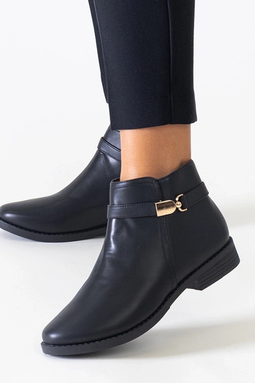 Schwarze Stiefel mit goldenen Einsätzen, Kunstleder Casetra 2
