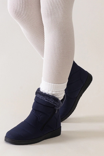 Marineblaue Schneestiefel mit Fell verziert Khit 2