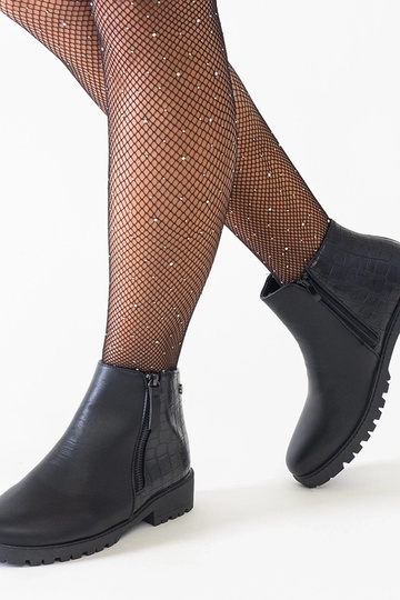 Schwarze Stiefel mit Krokodil-Prägung, Kunstleder, Mifsada 2