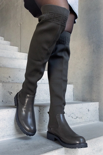 Grüne Juanra-Stiefel mit elastischem Schaft