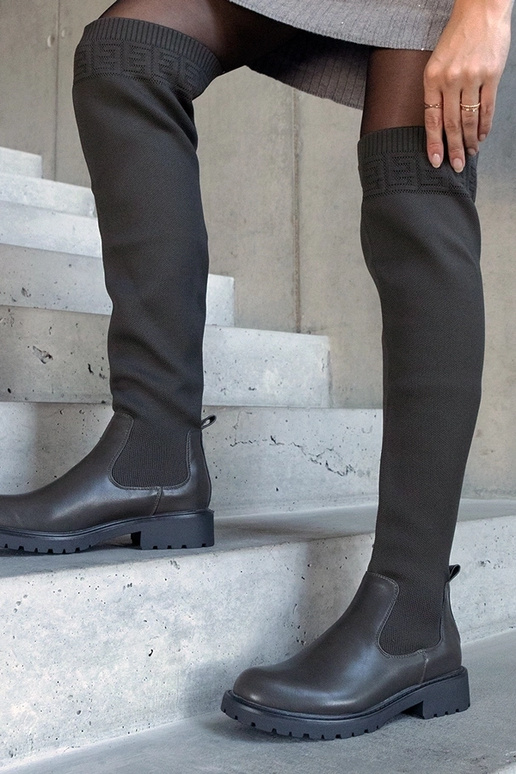 Grüne Juanra-Stiefel mit elastischem...