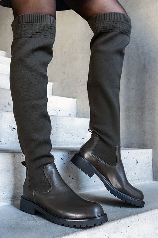 Grüne Juanra-Stiefel mit elastischem...