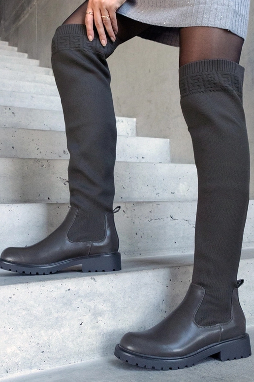 Grüne Juanra-Stiefel mit elastischem...