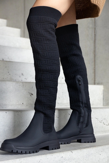 Schwarze Stoffstiefel mit mattem Finish Scarlett 2