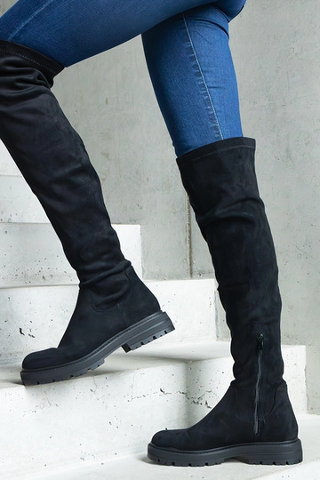 Schwarze lange Stiefel mit...