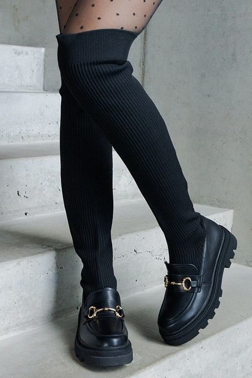 Schwarze Stiefel mit elastischem...